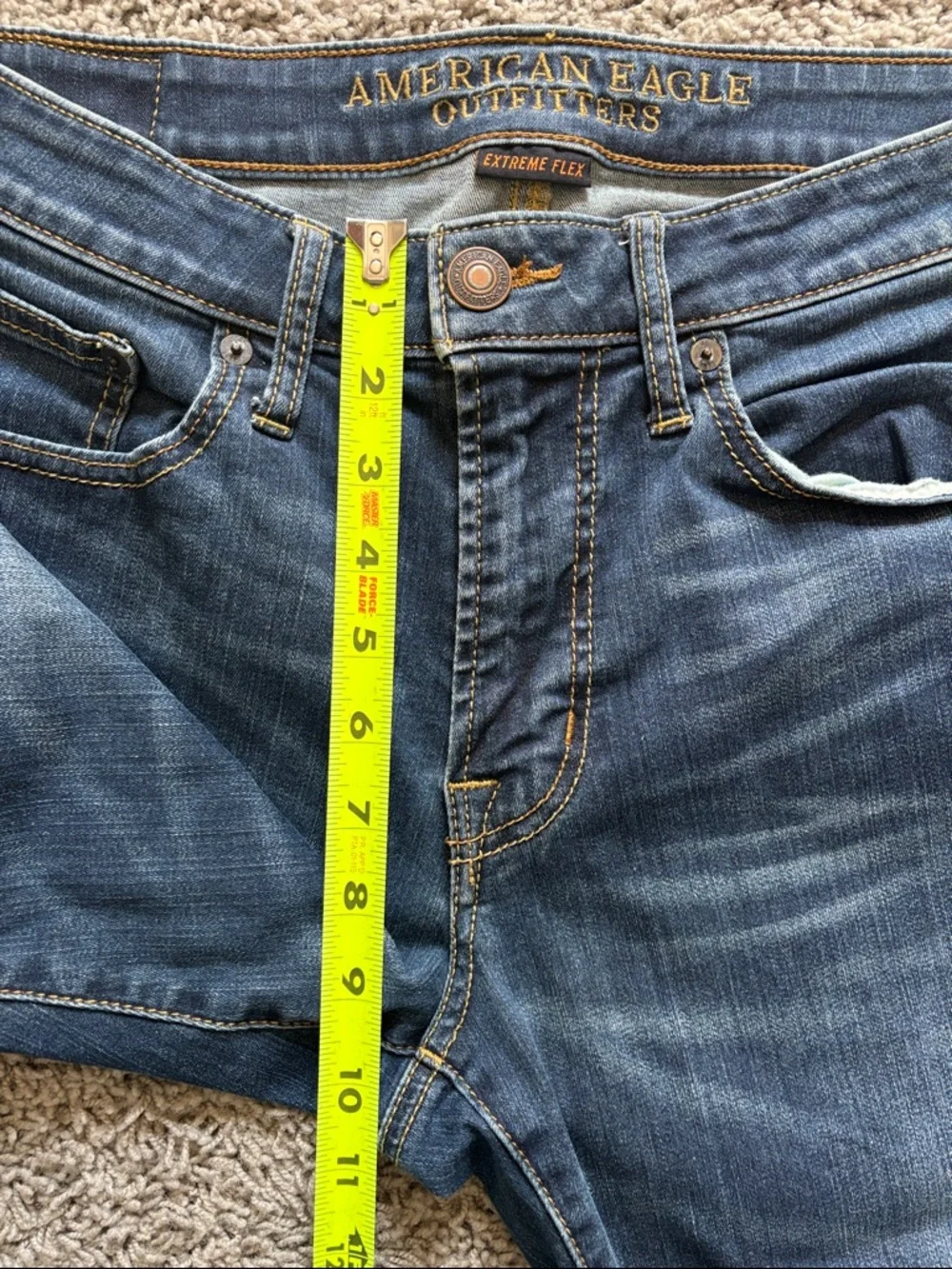 American Eagle Outfitters Extreme Flex Original Straight Jeans in Dark Blue Wash